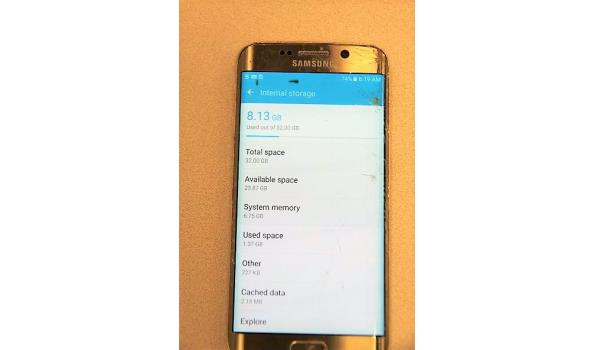 smartphone SAMSUNG, type GALAXY S6 Edge, Android 8.1.0, cap 32Gb, beschadigd wo barsten, zonder lader