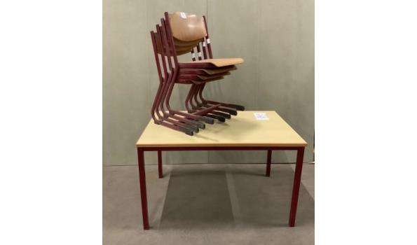 tafel + 4 stapelbare stoelen, afm plm 120x80x72cm