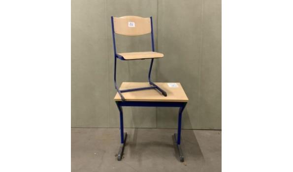 1-persoons schrijftafel afm plm 55x70x70cm + stoel blauw  zithoogte 41