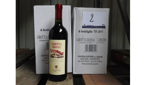 12 flessen rode wijn SANTADI, Grotta Rossa 2020, carigno del sulcis
