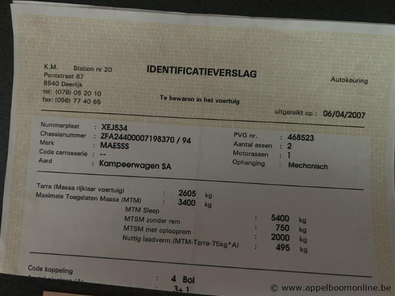 Kampeerwagen MAESSS Focus T62, ZFA24400007198370, 2800cm³, 94kW, Diesel, euro 3, 1e insch 03/2006, 124552km vlgs ltst keuring, kentekenbewijs, keu… – foto 9 – kavel bij Appelboom