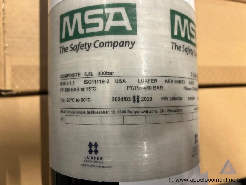 5x Ademluchtcilinder MSA LUXFER composite 6,8L, vuldruk 300 bar – foto 3 – kavel bij Appelboom