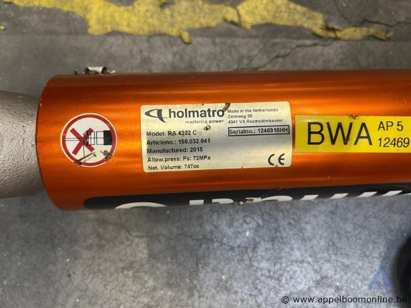 Hydraulische ram HOLMATRO RA 4322 C, bouwjaar 2015, serienummer 1246910HH, maximale druk 72 MPa – foto 3 – kavel bij Appelboom
