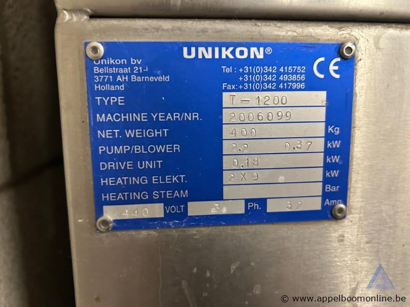 Reinigingsmachine voor ademluchttoestellen. Werking niet gekend, UNIKON T-1200, bouwjaar 2006, 440 V, 3-fasen, serienummer 2006099, CE-gemarkeerd – foto 4 – kavel bij Appelboom