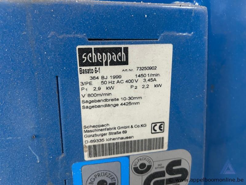 Lintzaagmachine Scheppach Basato 6-1, bouwjaar 1999, met een vermogen van 2,2 kW en een aansluiting van 400 V (3 fasen). Geschikt voor zaagbanden v… – foto 3 – kavel bij Appelboom
