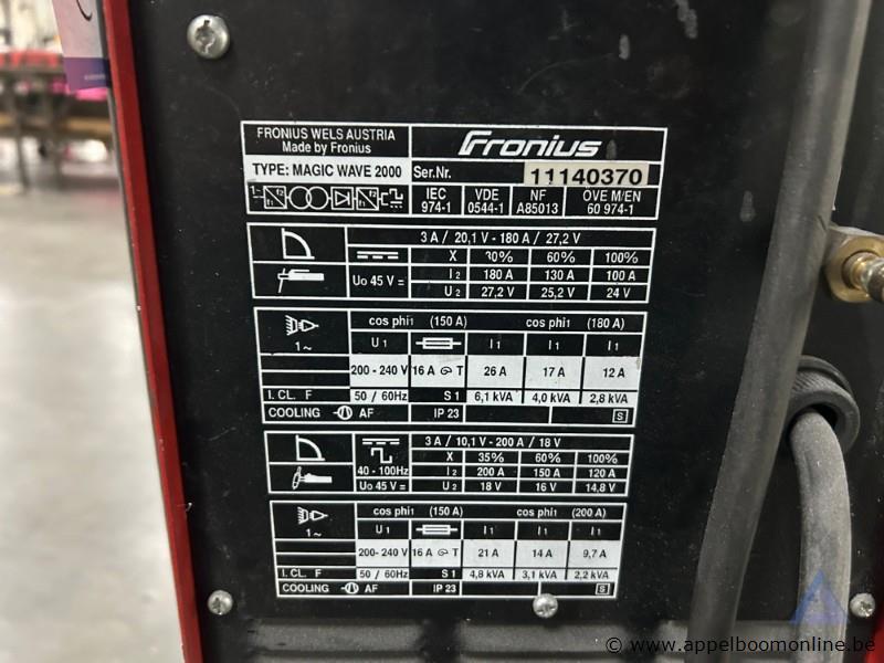 Lasapparaat Fronius Magic Wave 2000, 200-240 V, inclusief kabels en slangen – foto 4 – kavel bij Appelboom