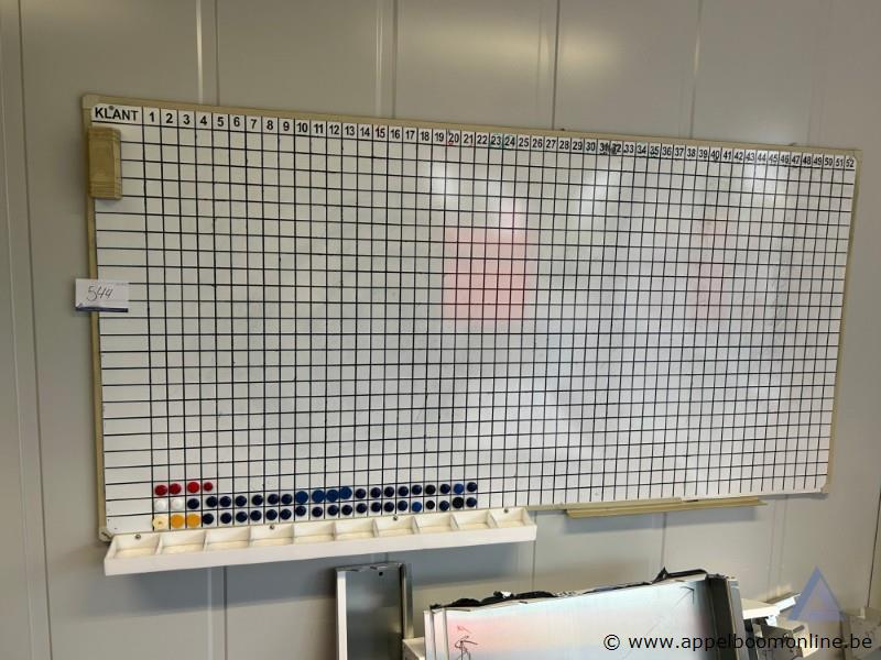 Whiteboard met raster, inclusief diverse magneten, planbord, 200 x 100 cm – kavel bij Appelboom