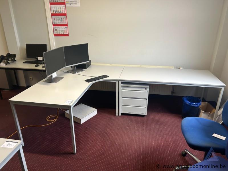 L-vormig kantoorbureau met afsluitbaar ladeblok, 280x180cm – foto 2 – kavel bij Appelboom