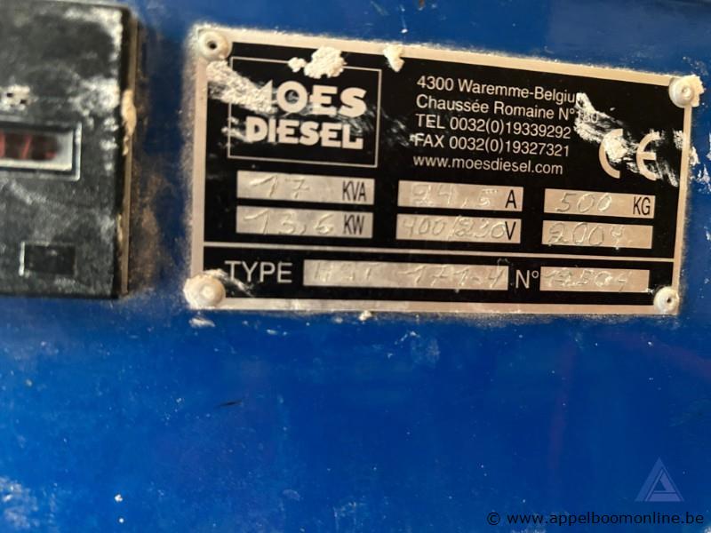 Dieselgenerator MOES DIESEL HGT-171-4, serienummer 13504, 13,6 kW, 400/230 V, 500 kg. bouwjaar 2004, Werking niet gekend – foto 3 – kavel bij Appelboom