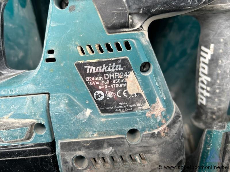 Accu boorhamer Makita DHR242, 18 V, boorcapaciteit 24 mm, inclusief zijhandgreep. Accu haakse slijper Makita DGA506, 18 V, schijfdiameter 125 mm. W… – foto 3 – kavel bij Appelboom