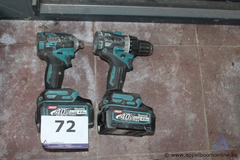 Twee accugereedschappen: een slagschroevendraaier en een boormachine, Makita, 40 V. Inclusief twee 4.0Ah accu's. Werking niet gekend – foto 2 – kavel bij Appelboom
