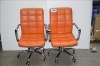 2 design verr armstoelen LARICO, oranje skai bekleed | Appelboomonline.be
