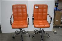 2 design verr armstoelen LARICO, oranje skai bekleed | Appelboomonline.be
